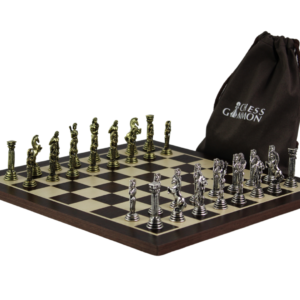 Wenge Personalised Metal Chess Set with Drawstring Bag 14 Inch
