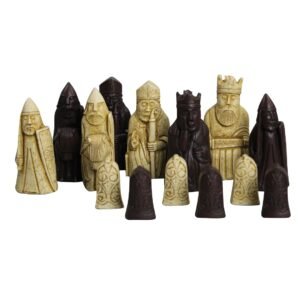 Isle of Lewis I White & Brown Resin Chess Pieces 3.5 Inch