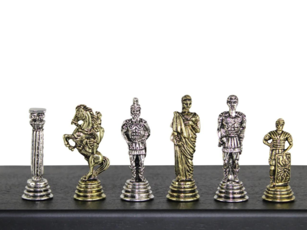 Roman Metal Chess Pieces Nickel & Brass 2.5 Inch
