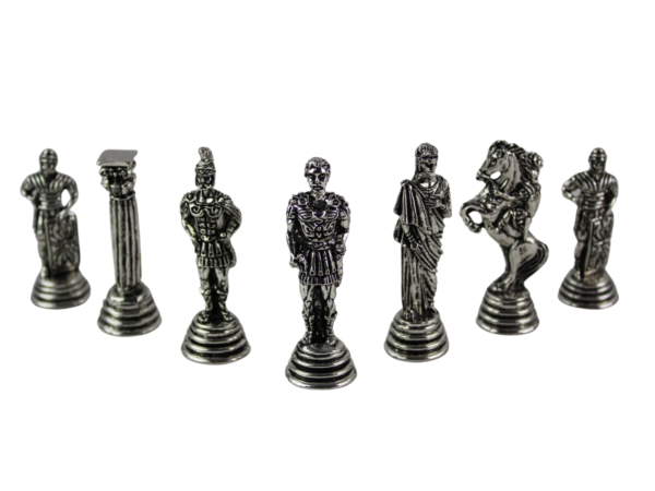 Roman Metal Chess Pieces Nickel & Brass 2.5 Inch - Image 3