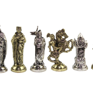 Crusaders Metal Chess Pieces Nickel & Brass 3.8 Inch
