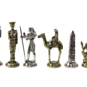 Egyptian Metal Chess Pieces Nickel & Brass 3.8 Inch