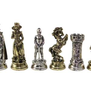 Mary Stuart Metal Chess Pieces Nickel & Brass 3.8 Inch