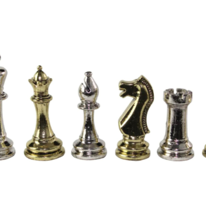 Staunton Metal Chess Pieces Nickel & Brass 3.8 Inch