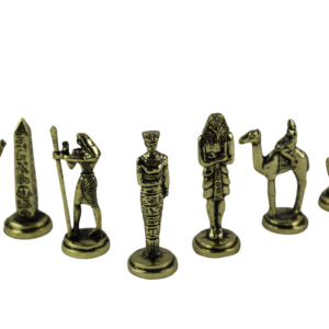 Egyptian Metal Chess Pieces Nickel & Brass 2.5 Inch
