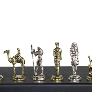 Egyptian Metal Chess Pieces Nickel & Brass 2.5 Inch