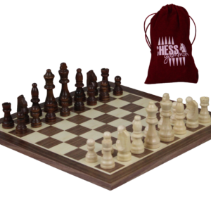 Walnut Chess Set With Chess Pieces And Chess Bag 14 Inch