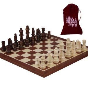 Mahogany Chess Set With Chess Pieces And Chess Bag 14 Inch