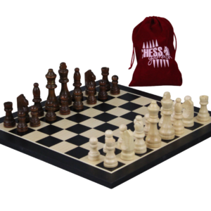 Black and White Chess Set With Chess Pieces And Chess Bag 14 Inch