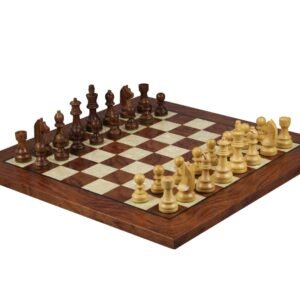 Rosewood Chess Set 20 Inch with Helena Mother of Pearl Flat Board and Weighted Sheesham German Staunton Chess Pieces 3.75 Inch