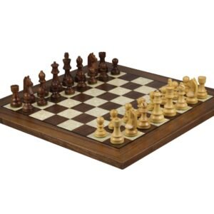 Walnut Chess Set 20 Inch with Helena Mother Of Pearl Flat Chess Board and Weighted Sheesham German Staunton Chess Pieces 3.75 Inch