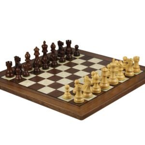 Walnut Chess Set 20 Inch With Helena Mother Of Pearl Flat Chess Board and Weighted Sheesham Executive Staunton Chess Pieces 3.75 Inch