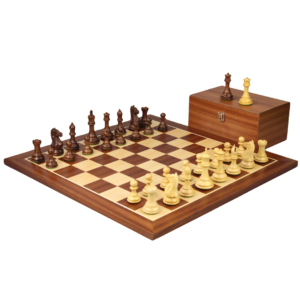 Mahogany Chess Set 21 Inch with Weighted Sheesham Staunton Fierce Knight (Queens Gambit) Pieces 3.75 Inch