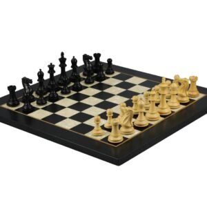 Ebony Chess Set 20 Inch With Helena Mother of Pearl Flat Chess Board and Weighted Ebonised Professional Morphy Staunton Chess Pieces 3.75 Inch