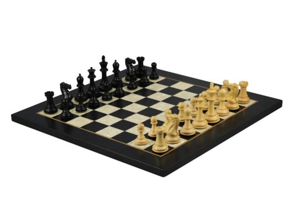 Ebony Chess Set 20 Inch With Helena Mother of Pearl Flat Chess Board and Weighted Ebonised Professional Morphy Staunton Chess Pieces 3.75 Inch - Image 2
