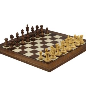 Walnut Chess Set 20 Inch With Helena Mother Of Pearl Flat Board and Weighted Sheesham Fierce Knight Staunton Chess Pieces 3.75 Inch