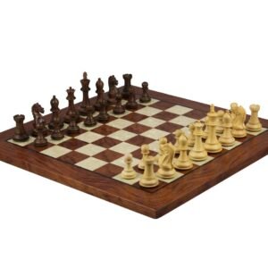 Rosewood Chess Set 20 Inch With Helena Mother of Pearl Flat Chess Board and Weighted Sheesham Fierce Knight Staunton Chess Pieces 3.75 Inch