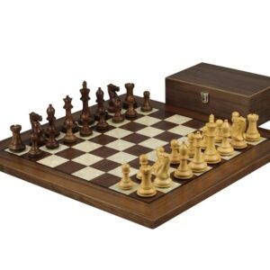 Walnut Chess Set 20 Inch With Helena Mother Of Pearl Flat Chess Board and Weighted Sheesham Professional Morphy Staunton Chess Pieces 3.75 Inch