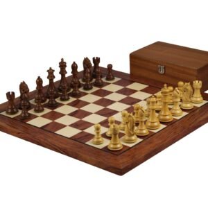 Rosewood Chess Set 20 Inch With Helena Flat Chess Board and Weighted Sheesham King Bridal Staunton Chess Pieces 3.75 Inch