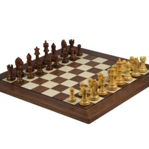 Walnut Chess Set 20 Inch With Helena Flat Chess Board and Weighted Sheesham King Bridal Staunton Chess Pieces 3.75 Inch