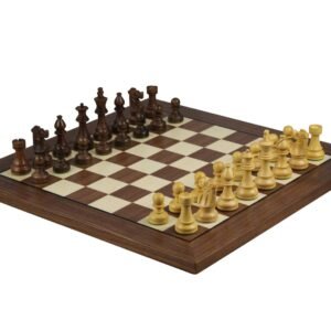 Walnut Chess Set 20 Inch With Helena Flat Chess Board and Weighted Sheesham French Knight Staunton Chess Pieces 3.75 Inch
