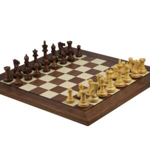 Walnut Chess Set 20 Inch With Helena Flat Chess Board and Weighted Sheesham Morphy Staunton Chess Pieces 3.75 Inch