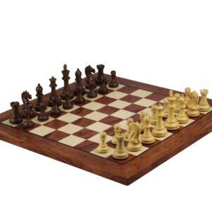 Rosewood Chess Set 20 Inch With Helena Flat Chess Board and Weighted Sheesham Fierce Knight Staunton Chess Pieces 3.75 Inch