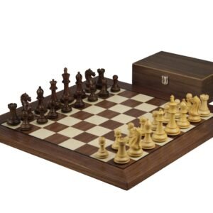 Walnut Chess Set 20 Inch With Helena Flat Chess Board and Weighted Sheesham Fierce Knight Staunton Chess Pieces 3.75 Inch