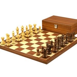 Mahogany Chess Set 16 Inch With Flat Chess Board and Weighted Sheesham Classic Staunton Chess Pieces 3 Inch