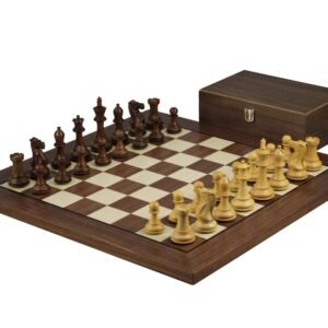 Walnut Chess Set 20 Inch With Helena Flat Chess Board and Weighted Sheesham Morphy Staunton Chess Pieces 3.75 Inch