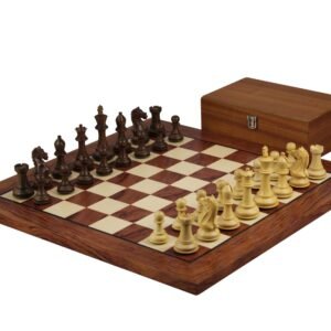 Rosewood Chess Set 20 Inch With Helena Flat Chess Board and Weighted Sheesham Fierce Knight Staunton Chess Pieces 3.75 Inch