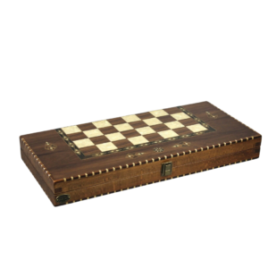 Helena Rural Walnut Chess & Backgammon Set With Ebonised German Staunton Chess Pieces 20 Inch