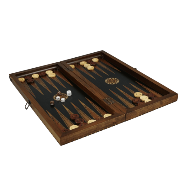 Helena Rural Ebony Chess & Backgammon Set With Ebonised Classic Staunton Chess Pieces 20 Inch - Image 5