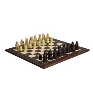 Isle of Lewis Chess Set With II White & Brown Resin Chess Pieces 3.5 Inch and Macassar Chess Board 20 Inch