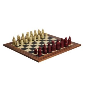 Isle of Lewis Chess Set II Ivory & Red Resin Chess Pieces 3.5 Inch and Palisander Chess Board 20 Inch