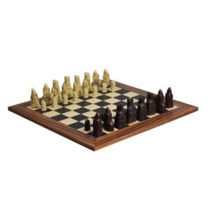 Isle of Lewis Chess Set With I Ivory & Brown Resin Chess Pieces 3.5 Inch and Palisander Chess Board 20 Inch