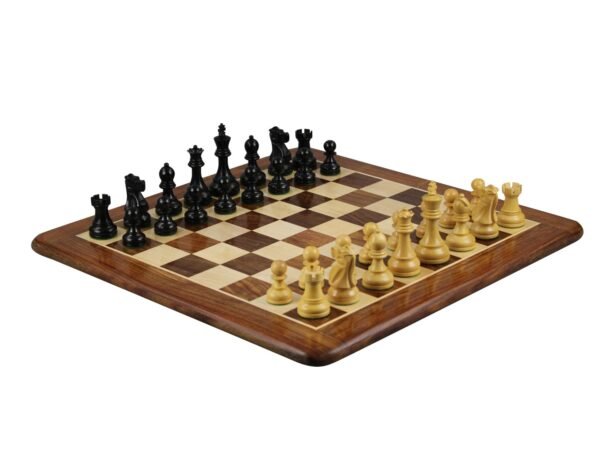 Sheesham Chess Set With Sheesham Flat Chess Board 20 Inch and Ebonised Reykjavik Chess Pieces 3.75 Inch - Image 2