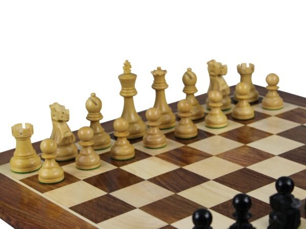 Sheesham Chess Set With Sheesham Flat Chess Board 20 Inch and Ebonised Reykjavik Chess Pieces 3.75 Inch - Image 3