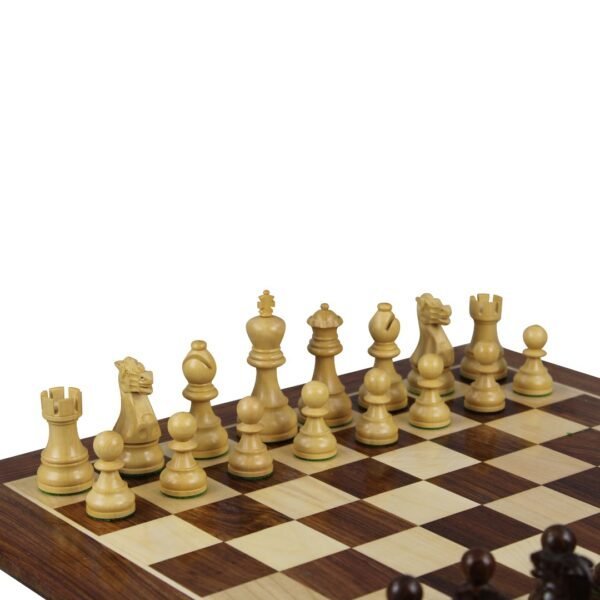 Sheesham Chess Set With Sheesham Flat Chess Board 20 Inch and Sheesham Executive Staunton Chess Pieces 3.75 Inch - Image 3