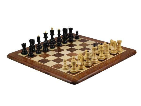 Sheesham Chess Set With Sheesham Flat Chess Board 20 Inch and Ebonised Zagreb Chess Pieces 3.75 Inch - Image 2