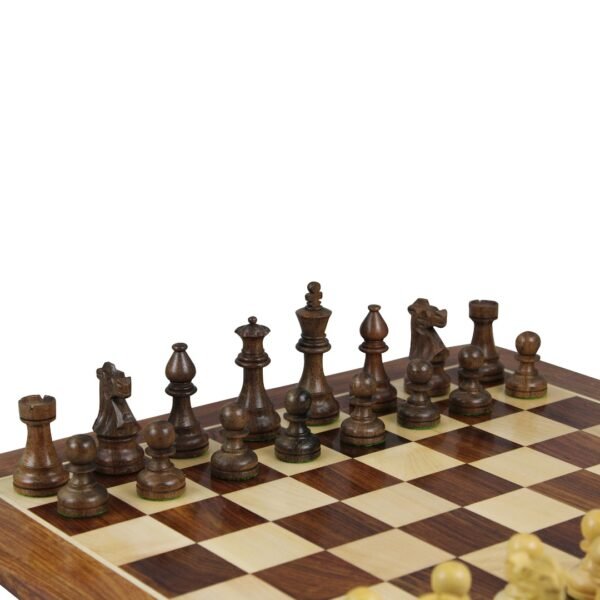 Sheesham Chess Set With Sheesham Flat Chess Board 20 Inch and Sheesham French Knight Staunton Chess Pieces 3.75 Inch - Image 3