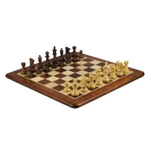 Sheesham Chess Set With Sheesham Flat Chess Board 20 Inch and Sheesham French Knight Staunton Chess Pieces 3.75 Inch