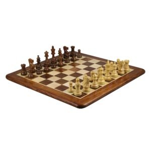 Sheesham Chess Set With Sheesham Flat Chess Board 20 Inch and Sheesham Atlantic Classic Staunton Chess Pieces 3.75 Inch
