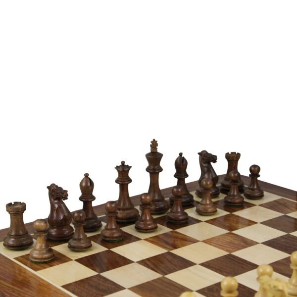 Sheesham Chess Set With Sheesham Flat Chess Board 20 Inch and Sheesham Morphy Professional Staunton Chess Pieces 3.75 Inch - Image 4