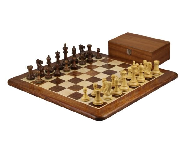 Sheesham Chess Set With Sheesham Flat Chess Board 20 Inch and Sheesham Morphy Professional Staunton Chess Pieces 3.75 Inch