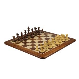 Sheesham Chess Set With Sheesham Flat Chess Board 20 Inch and Sheesham Morphy Professional Staunton Chess Pieces 3.75 Inch