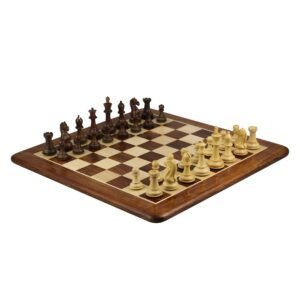 Sheesham Chess Set With Sheesham Flat Chess Board 20 Inch and Sheesham Fierce Knight Staunton Chess Pieces 3.75 Inch