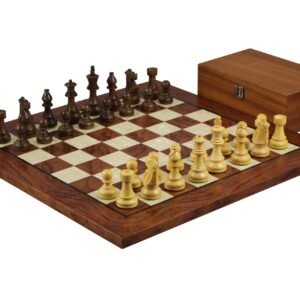 Rosewood Chess Set 20 Inch With Helena Mother of Pearl Flat Chess Board and Weighted Sheesham French Knight Staunton Chess Pieces 3.75 Inch