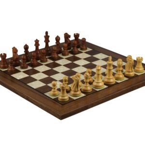 Walnut Chess Set 20 Inch With Helena Mother of Pearl Flat Chess Board and Weighted Sheesham Reykjavik Staunton Chess Pieces 3.75 Inch