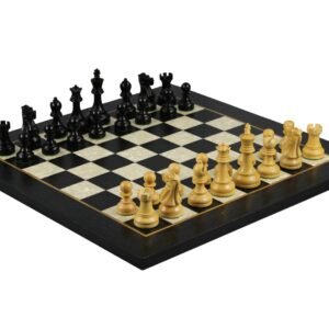 Ebony Chess Set 20 Inch With Helena Mother of Pearl Flat Chess Board and Weighted Ebonised Reykjavik Staunton Chess Pieces 3.75 Inch